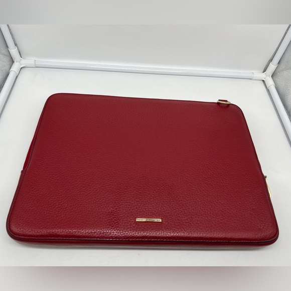 REBECCA MINKOFF Regan Red Pebbled Leather Gold HDW Laptop Sleeve Strap Bag - Picture 5 of 7